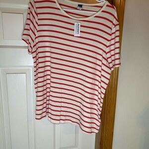 Old Navy Red and White Striped Short Sleeve Tee